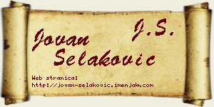 Jovan Selaković vizit kartica